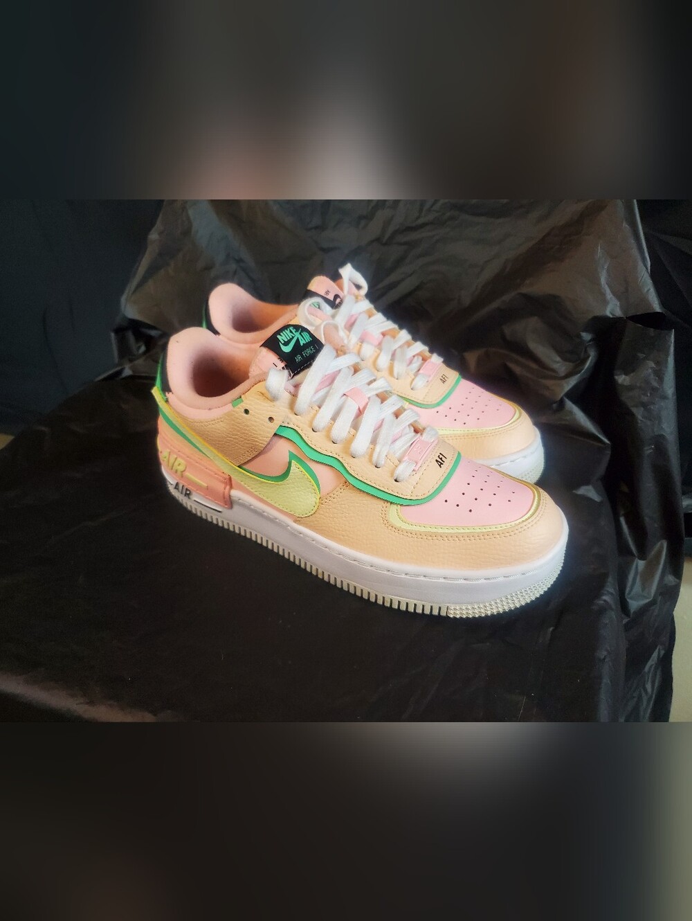 Nike Women Multicolor Pastel Pink Yellow Green Air Force Sneakers